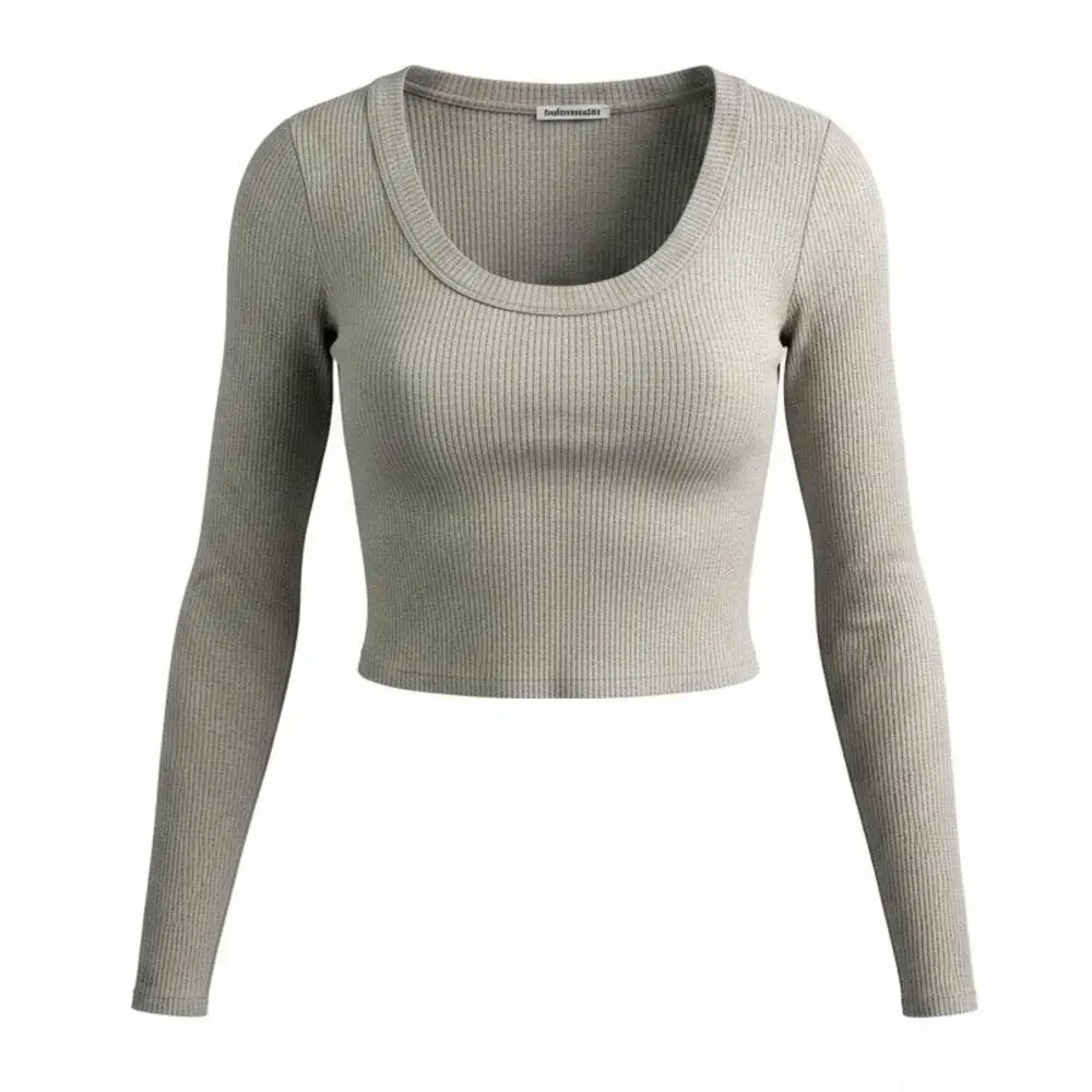 Reformation Paige Marble Ribbed Scoop Neck Crop Top - Gray - Size M